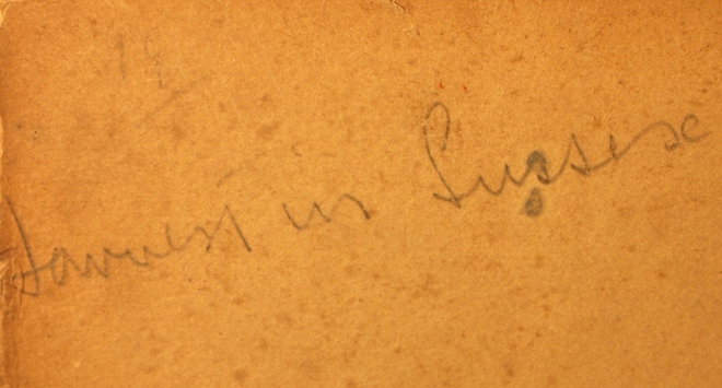 Note on the reverse of the Tennant painting 'Harvest in Sussex'