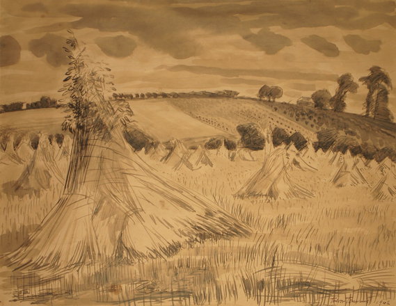 Harvest — Trevor Tennant — Watercolour on paper painting (1942)