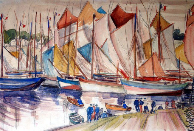 Concarneau Harbour No.2 — Trevor Tennant — Watercolour on paper painting
