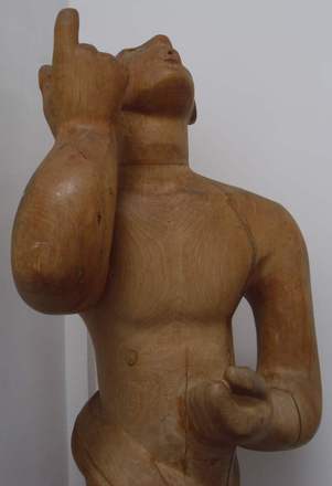 St. Francis Whistling to the Birds (Close-up #2) — Trevor Tennant — Wood (Ash) carving