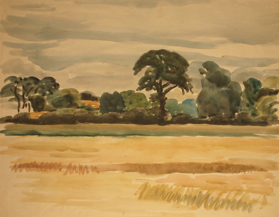 Fields & Trees — Trevor Tennant — Watercolour on paper painting