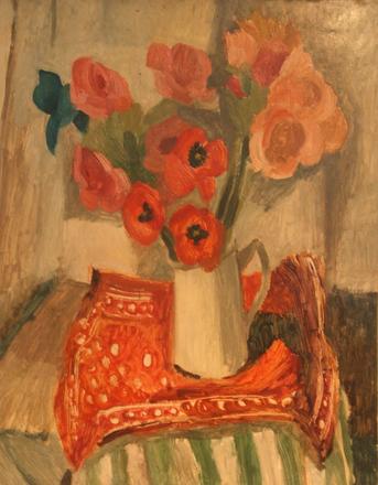 Jug of Flowers III — Dorothy Annan — Oil on hardboard painting