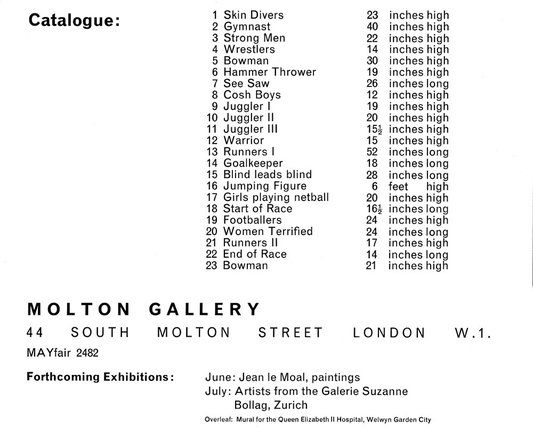 Exhibition catalogue - Trevor Tennant - Molton Gallery 1965 - Figures in Movement (page 2)