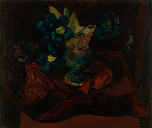 Violets — Dorothy Annan — Oil on hardboard painting (1944)