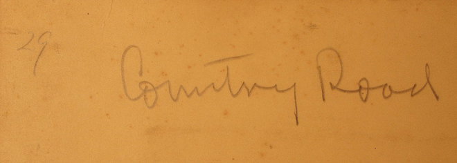 Note on the reverse of the Tennant painting 'Country Road'
