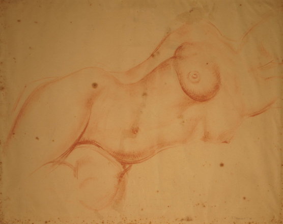 Nude Study — Trevor Tennant — Charcoal on paper drawing (1931)