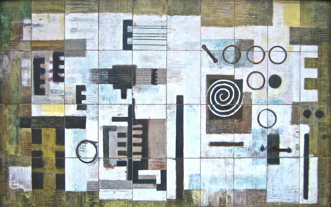Fleet Building mural - Farringdon St. (Panel #4) — Dorothy Annan — Glazed tile mural (1960)