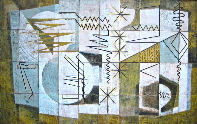 Fleet Building mural - Farringdon St. (Panel #7) — Dorothy Annan — Glazed tile mural (1960)