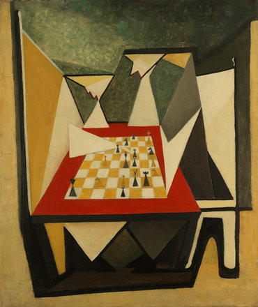 Chess Players — Dorothy Annan — Oil on canvas painting