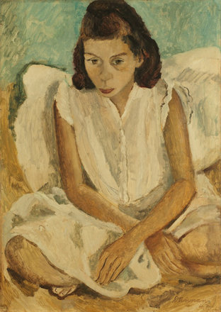 Susan Sitting — Dorothy Annan — Oil on hardboard painting (1943)