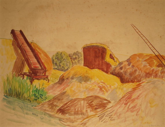 Straw Ricks — Trevor Tennant — Watercolour on paper painting (1932)