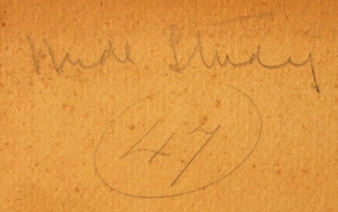 Note on the reverse of the Tennant drawing 'Nude Study'