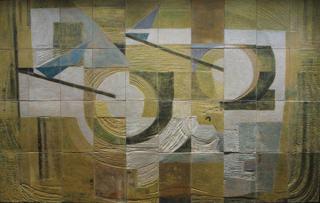 Fleet Building mural - Barbican Highwalks (Panel #9) — Dorothy Annan — Glazed tile mural (1960)