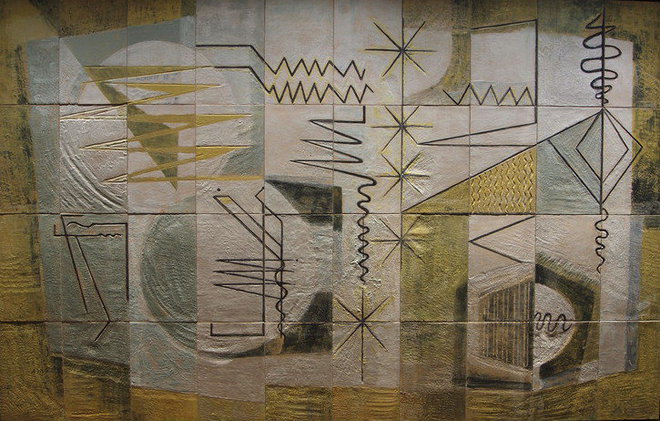 Fleet Building mural - Barbican Highwalks (Panel #7) — Dorothy Annan — Glazed tile mural (1960)
