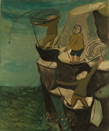 Fishermen — Dorothy Annan — Oil on canvas painting (1947)