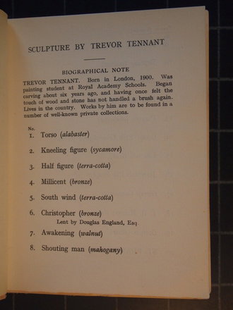 V&A National Art Library exhibition catalogue: 1938 - Leicester Galleries - St. Francis & Other Works in Sculpture by Trevor Tennant