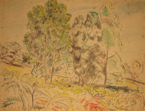 Bracken & Birch No. 1 — Trevor Tennant — Watercolour on paper painting (1932)