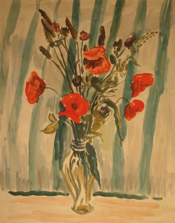Flowers in Green Vase II — Dorothy Annan — Watercolour on paper painting
